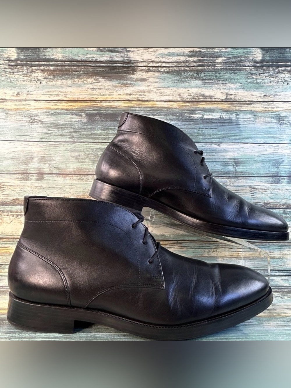 Cole Haan Grand O.S Chukka Boot Mens 11M Black Leather Dress Work Lace Up Combat